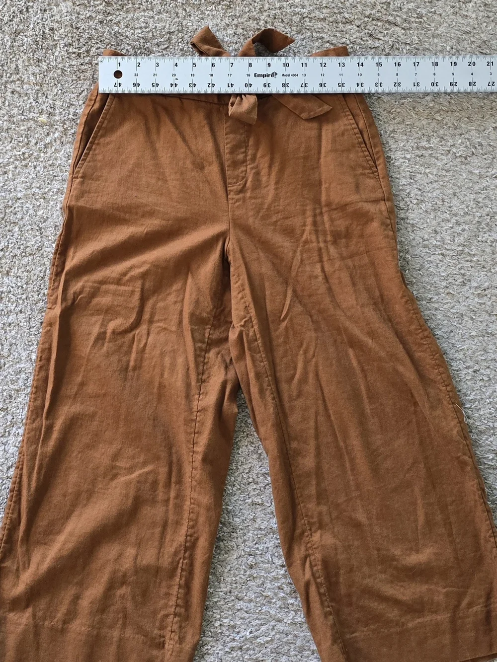 Banana Republic Brown Wide-Leg Linen-Blend Pants with Waist Tie